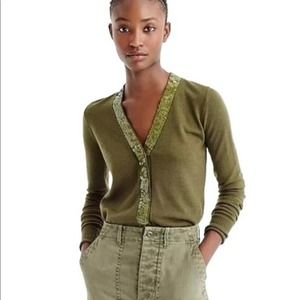 J. Crew Harlow merino wool cardigan with sequin trim.